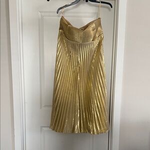 Elegant Gold Pleated Dress